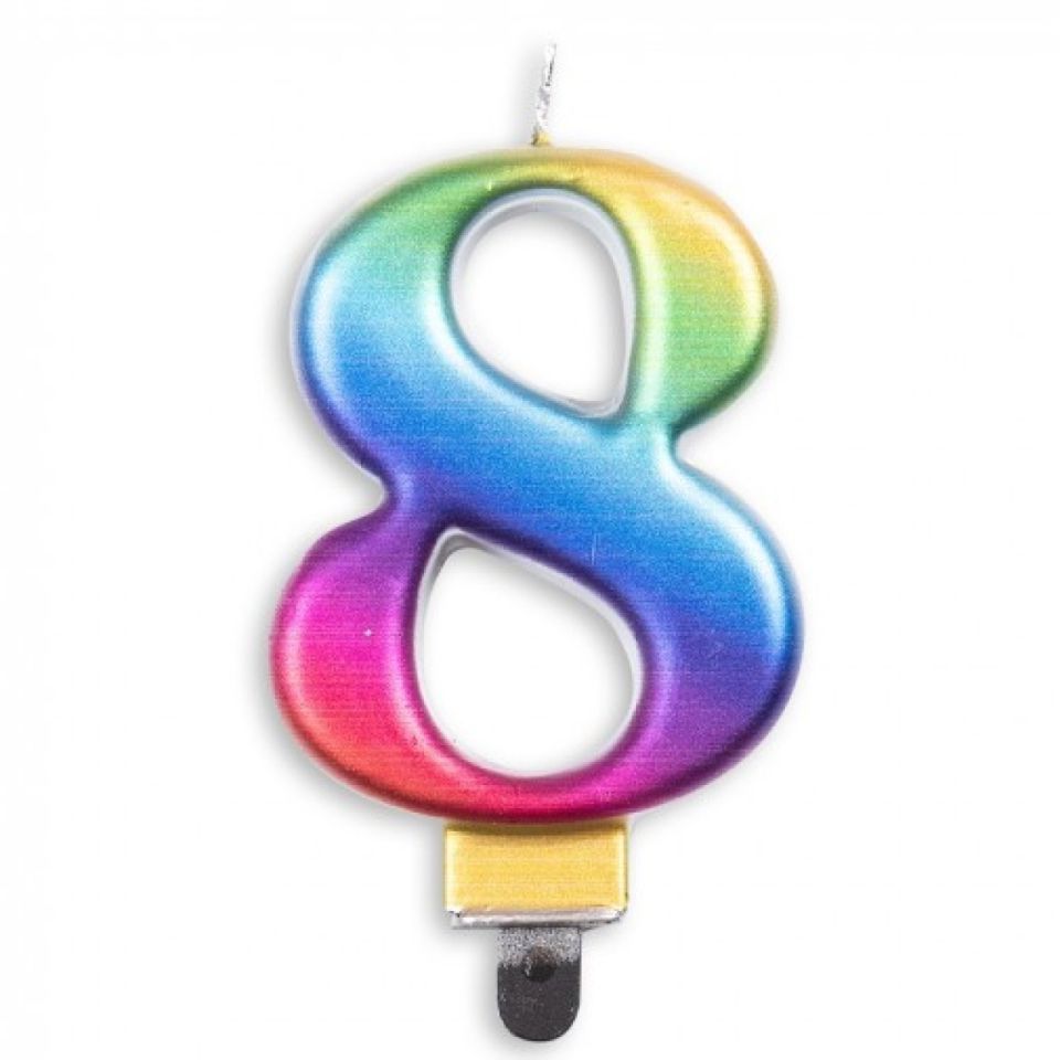 birthday candle number 8 rainbow