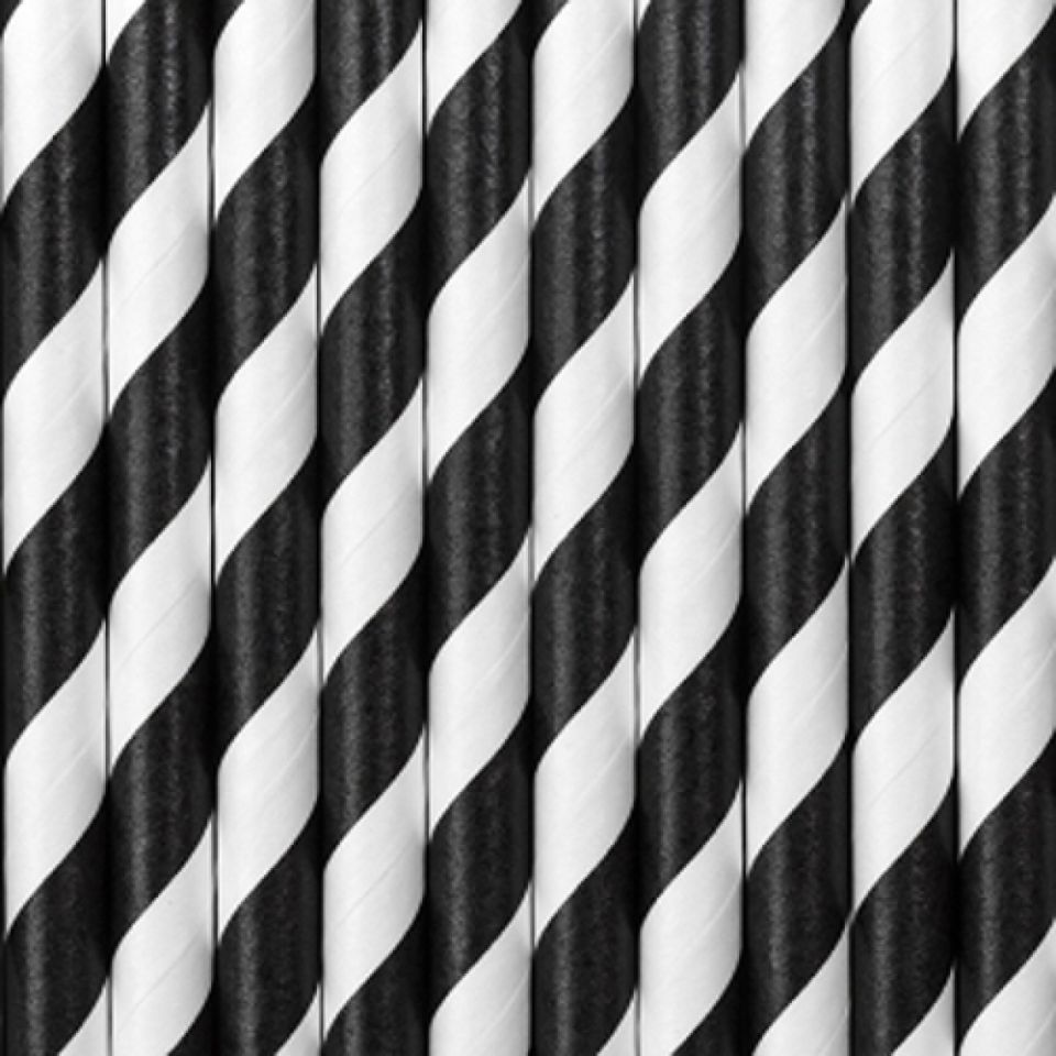 black striped paper straws 10 pieces