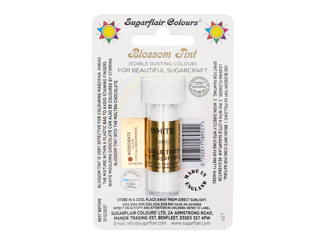sugarflair puderfarbe white weiss 7ml