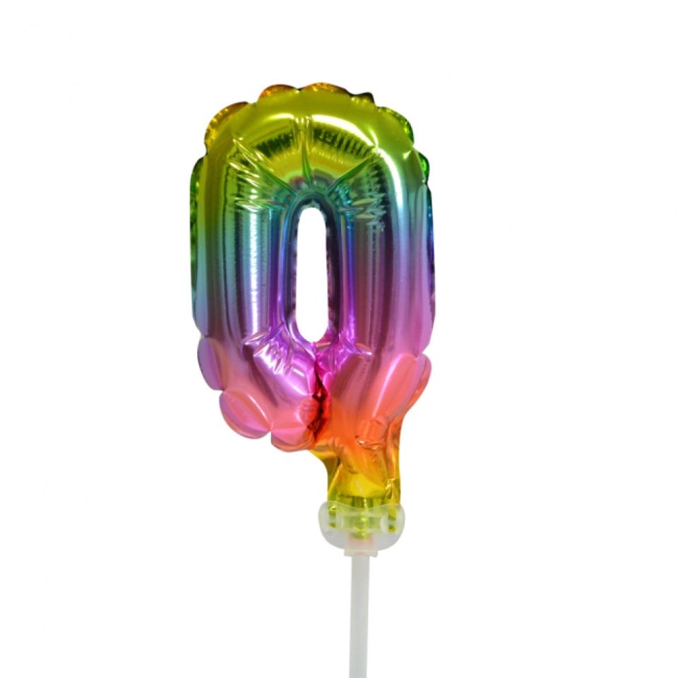 ballon topper zahl 0 regenbogen