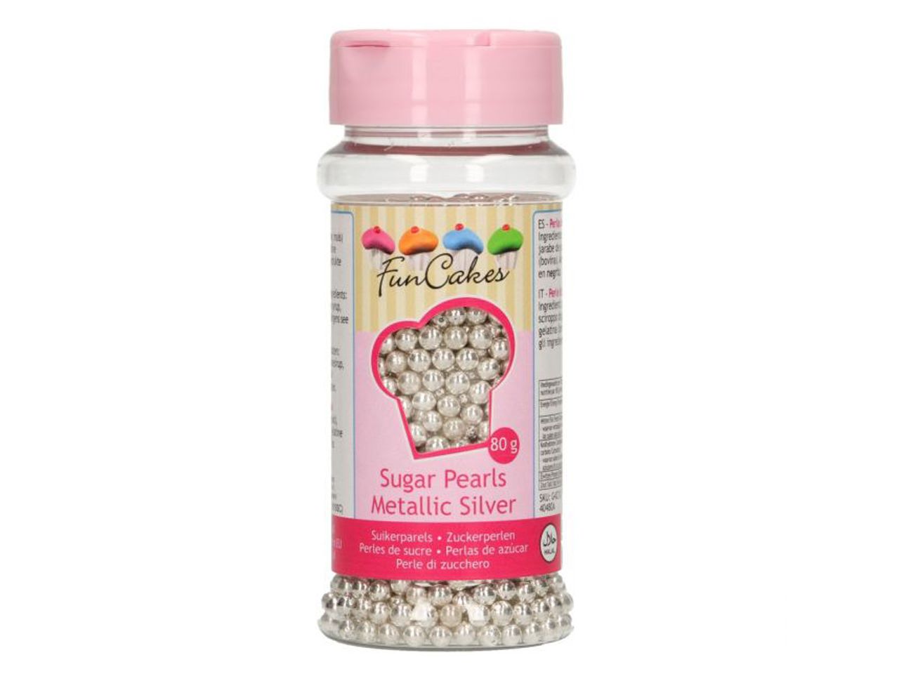 funcakes zuckerperlen metallic silber 80g