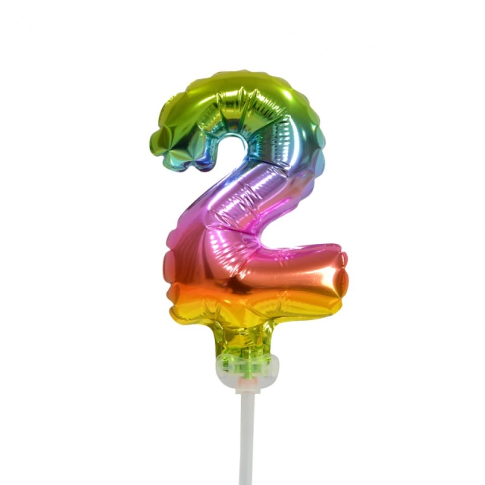 ballon topper zahl 2 regenbogen