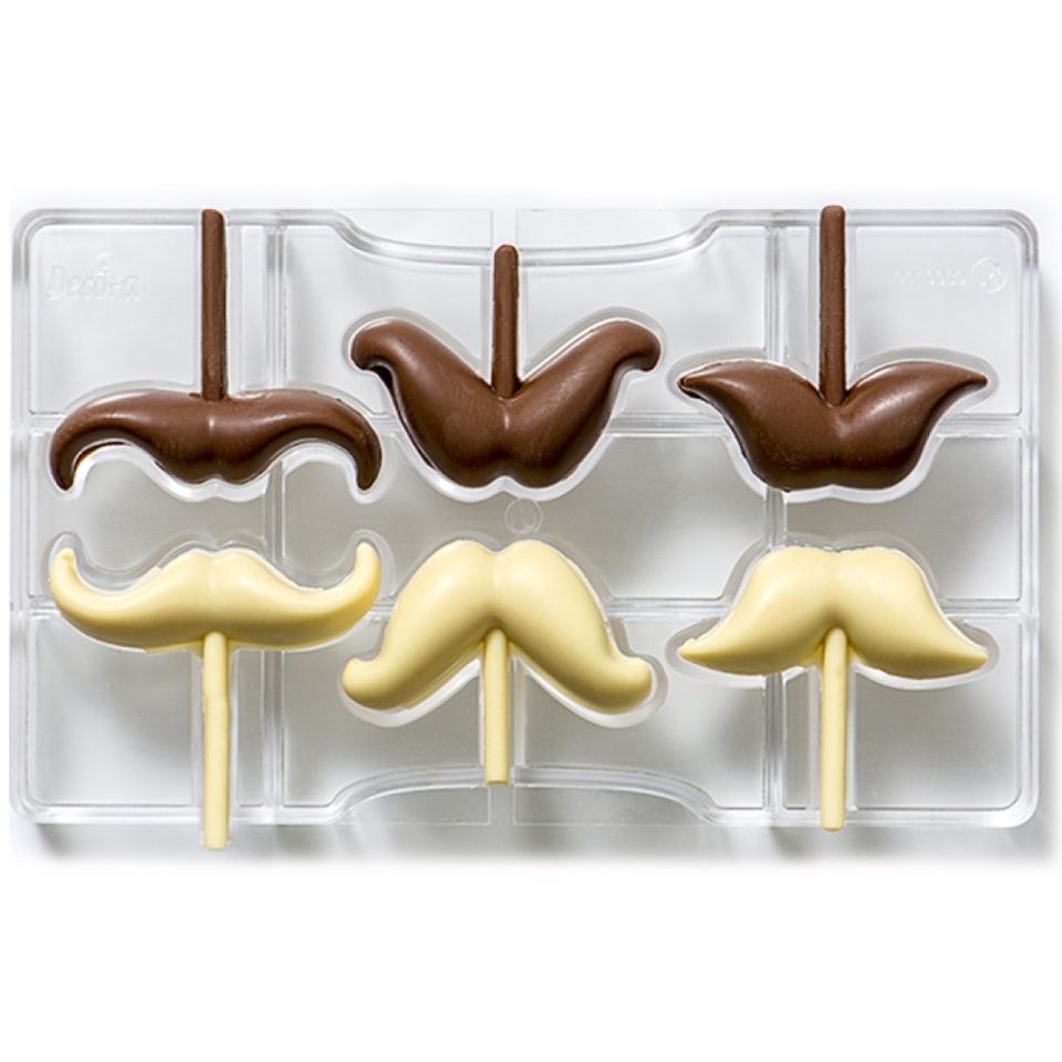 schokoladenform schnurrbart lollistiele