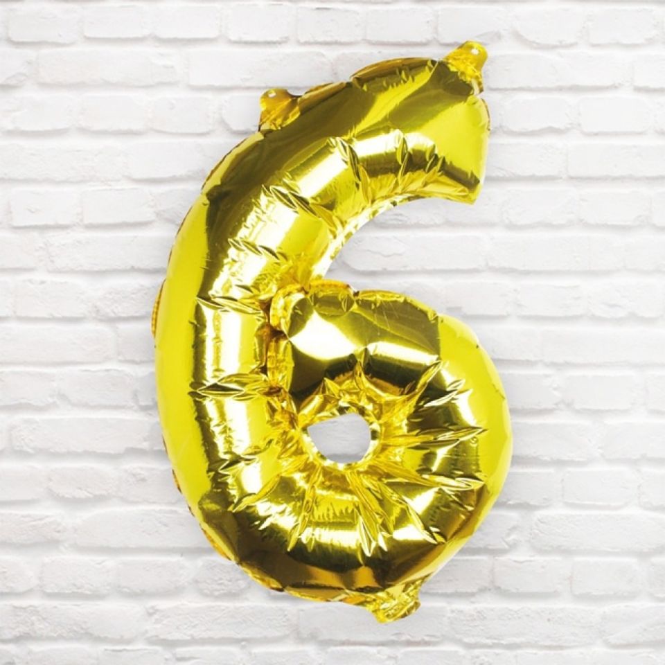 folienballon zahl 6 gold
