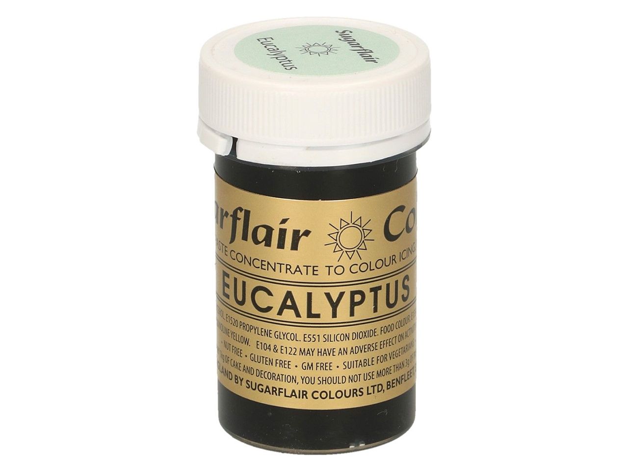 sugarflair pastenfarbe eucalyptus blaugruen 25g