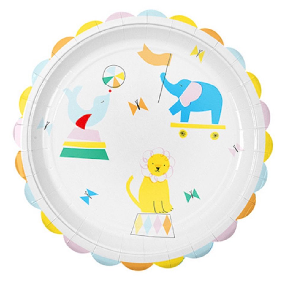 meri meri partyteller babyzirkus 12 stueck 23 cm