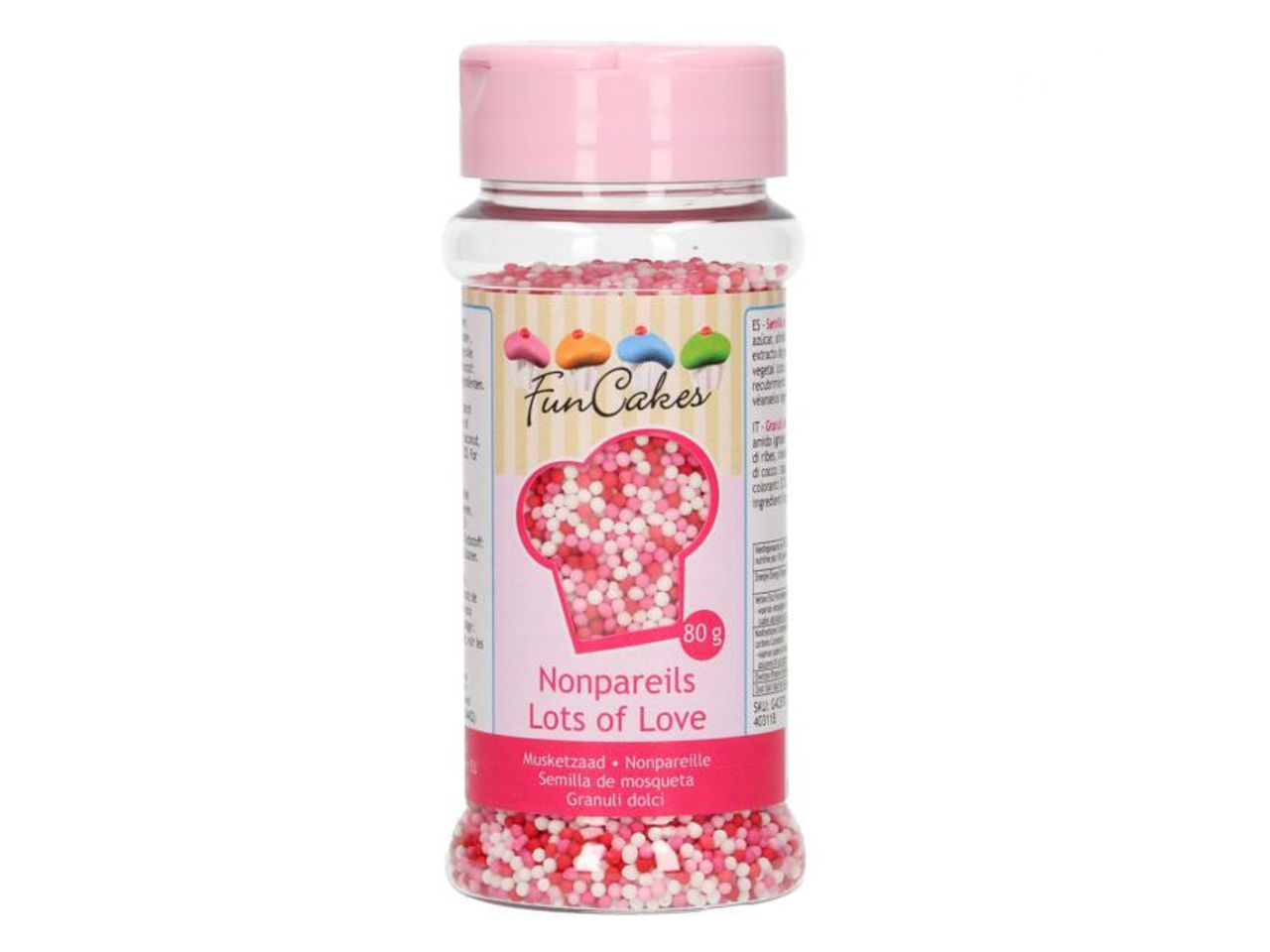 funcakes miniperlen lots of love weiss rosa rot 80g