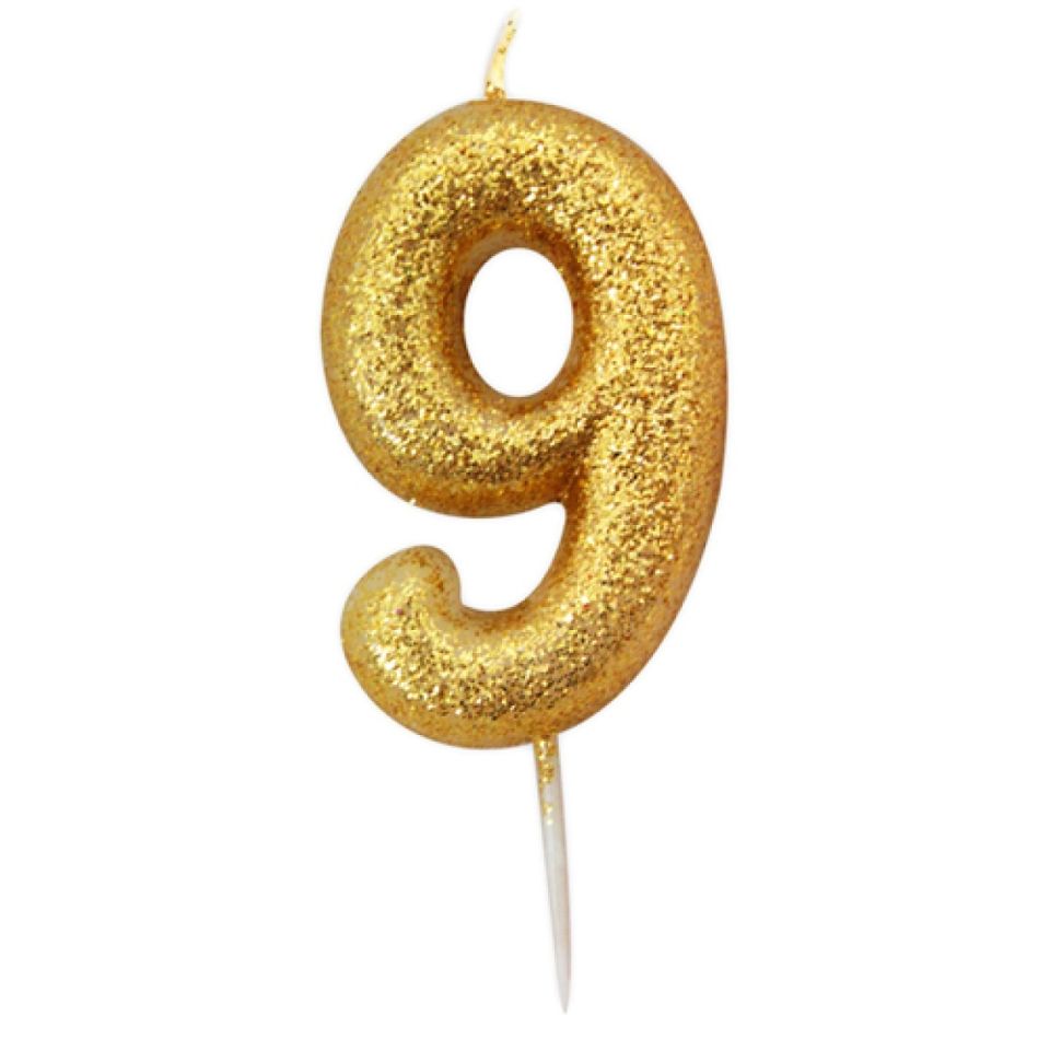 birthday candle number 9 gold 7 cm