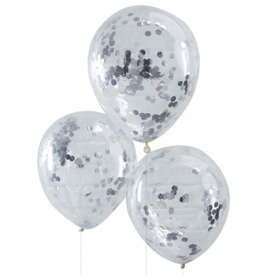 luftballons silbernes konfetti 5 stueck 30 cm