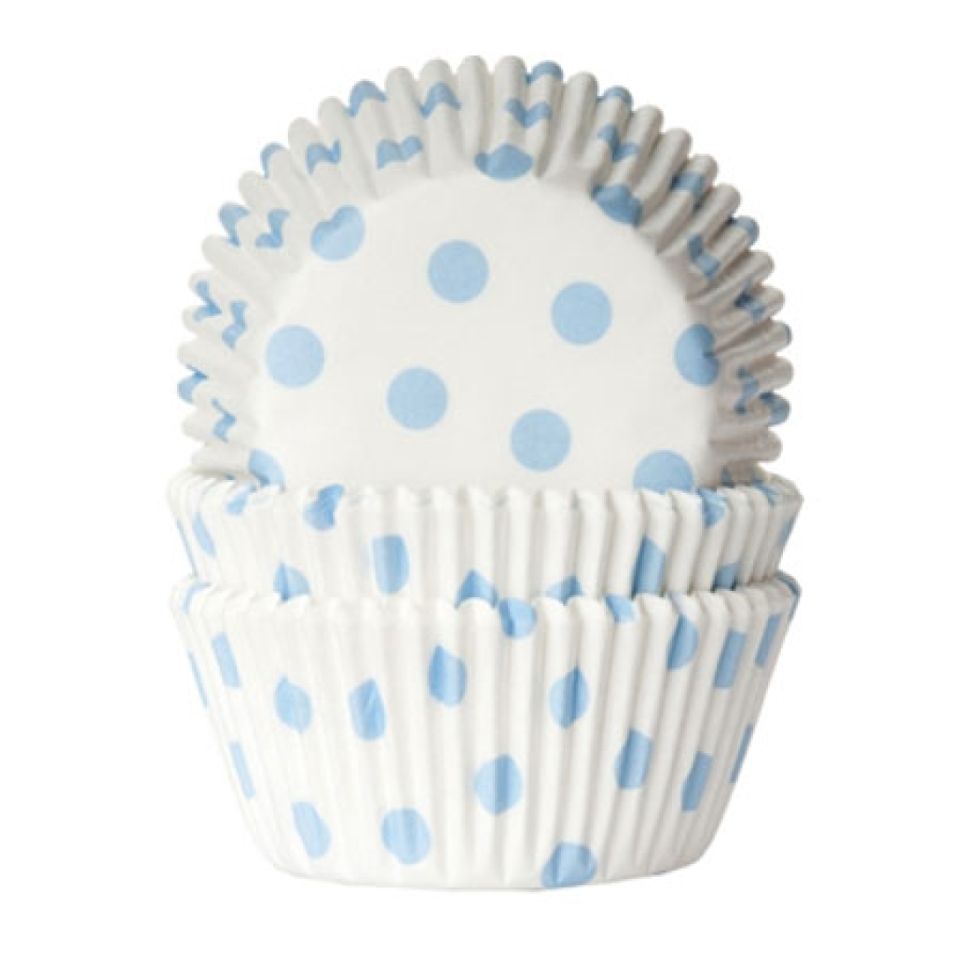 muffinfoermchen weiss hellblaue punkte 50 stck 5 0 cm
