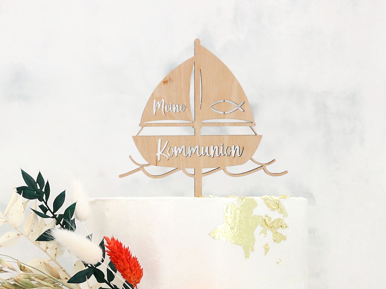 cake topper holz kommunion