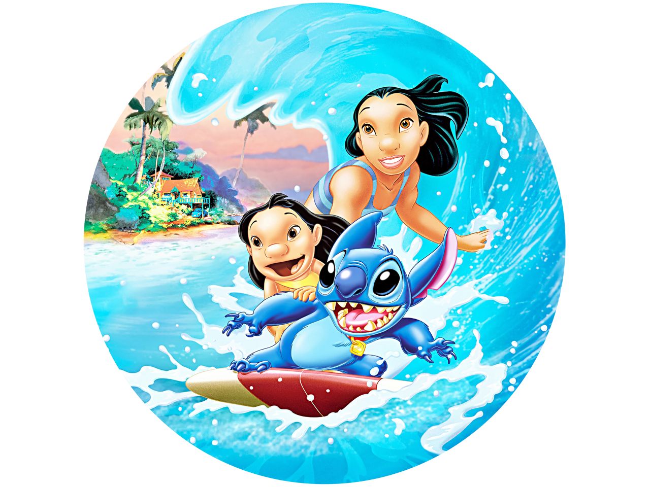 tortenaufleger lilo stitch und nani rund 20cm