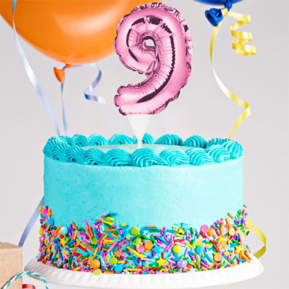 ballon topper zahl 9 pink 13 cm