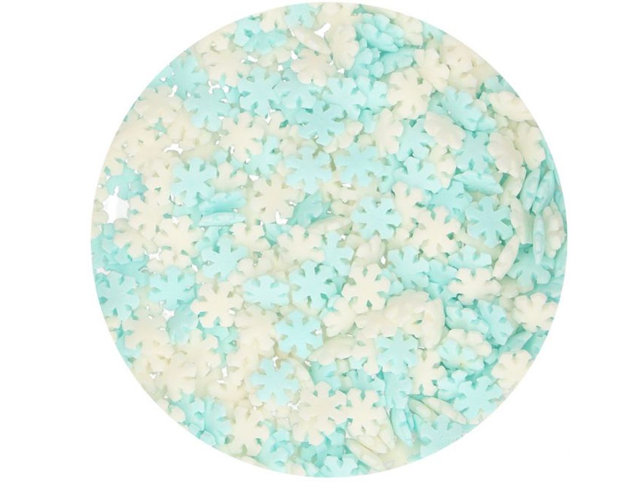 funcakes zuckerdekoration schneeflocken weiss blau 50g