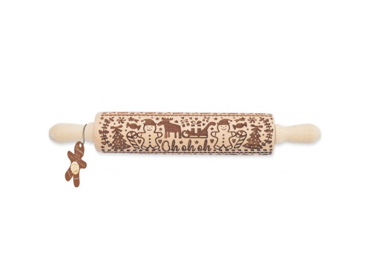 embossed rolling pin gingerbread man 39cm