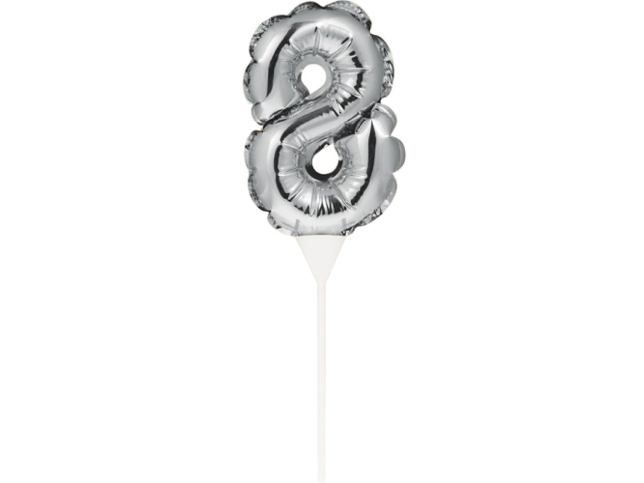 ballon topper zahl 8 silber 13 cm