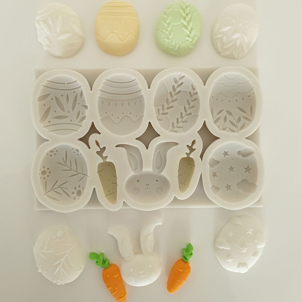 fondant mould carrots easter eggs and rabbit