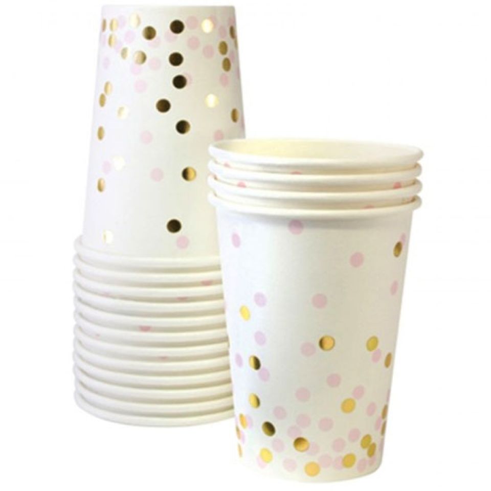 paper eskimo becher konfetti rosa gold 12 stueck