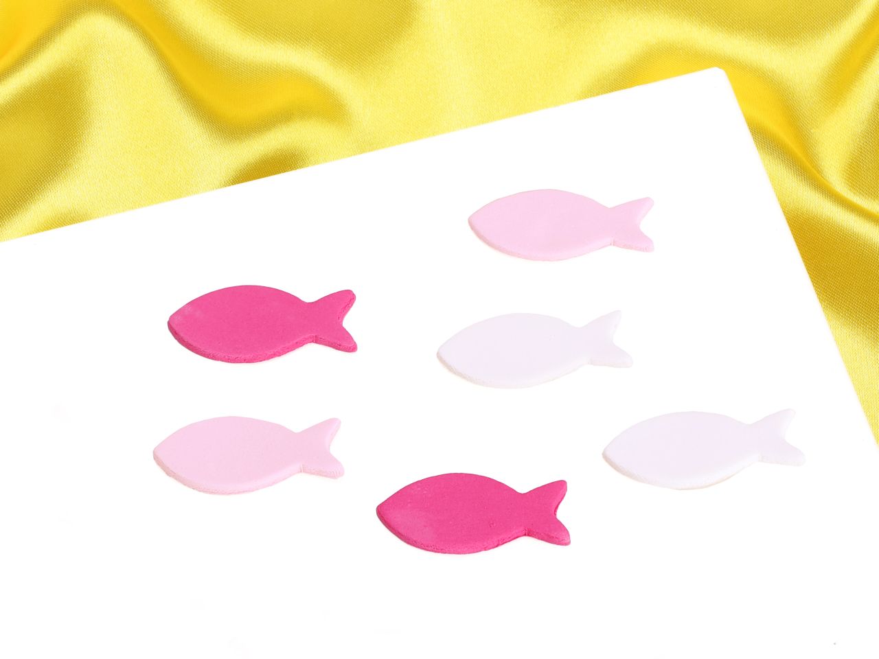cake topper fish fondant pink white 4cm 12 pieces