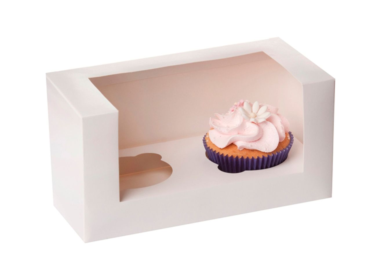 cupcake box fuer 2 cupcakes mit fenster weiss 3 stueck