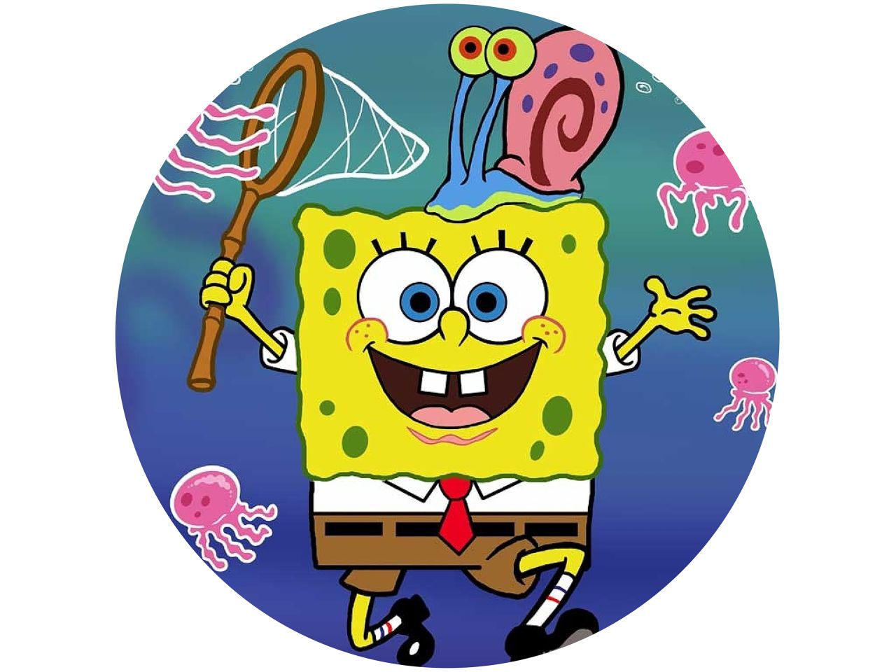 fondant paper spongebob and gary round 20cm