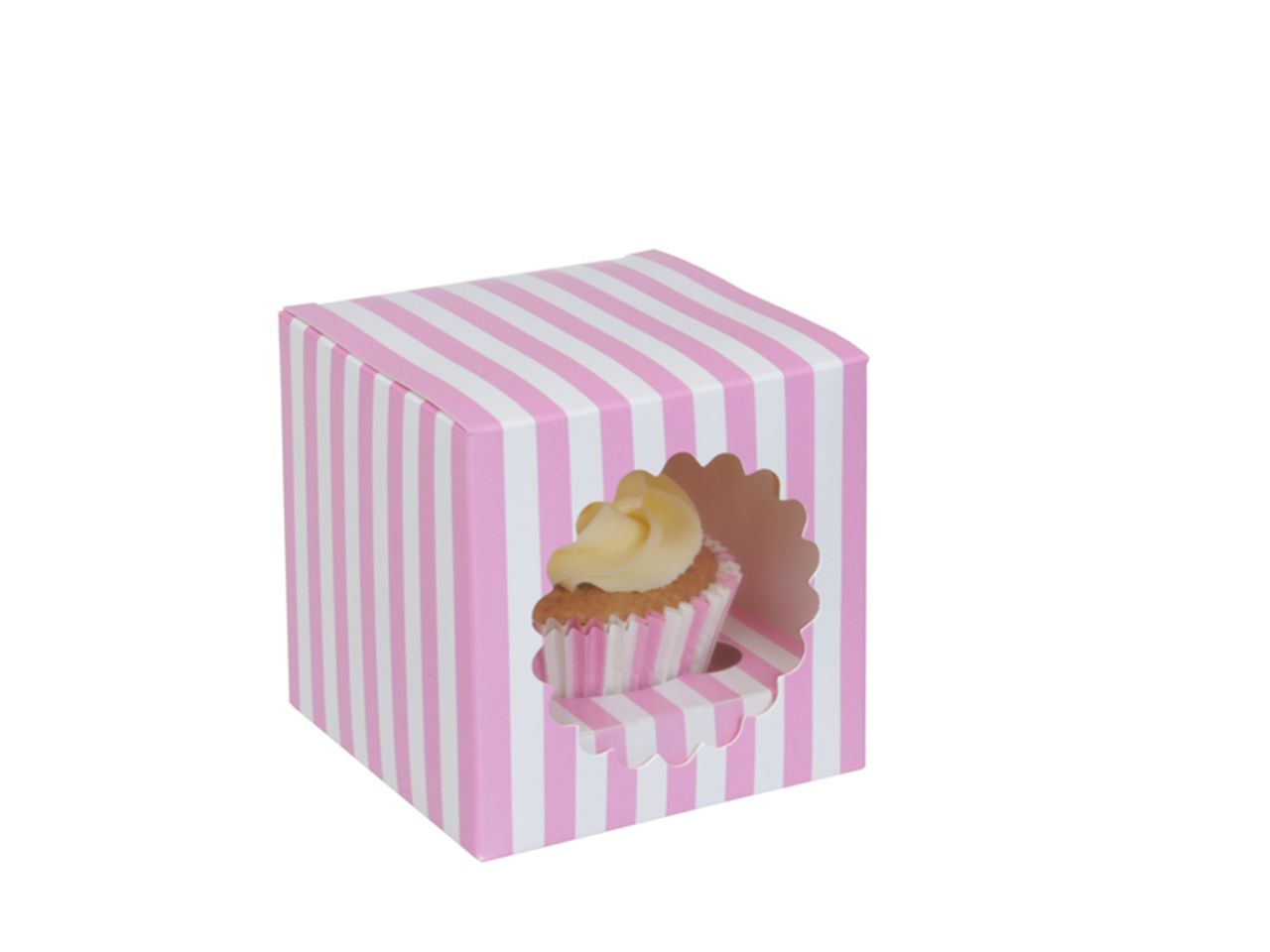 cupcake box for 1 cupcake pink white stripes 3 pieces