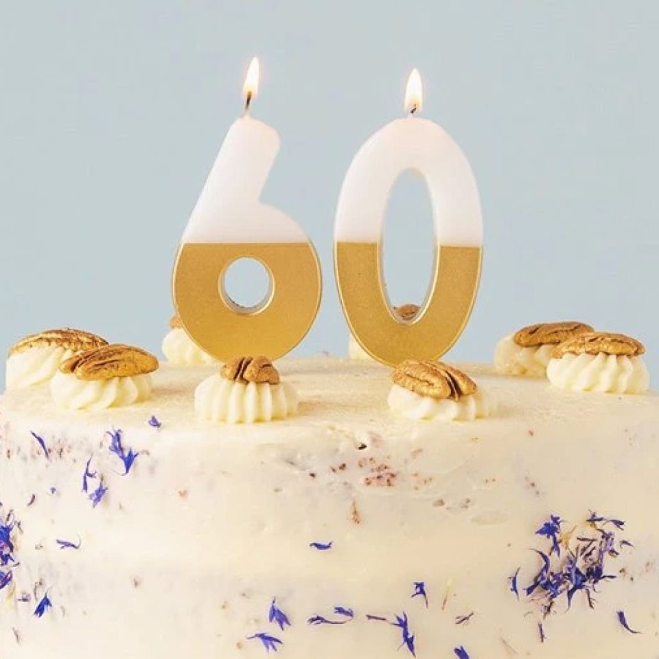 birthday candle number 6 gold