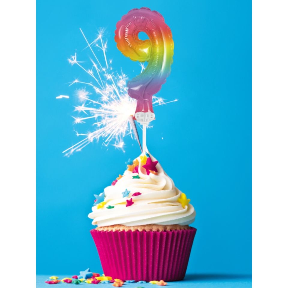 ballon topper zahl 9 regenbogen