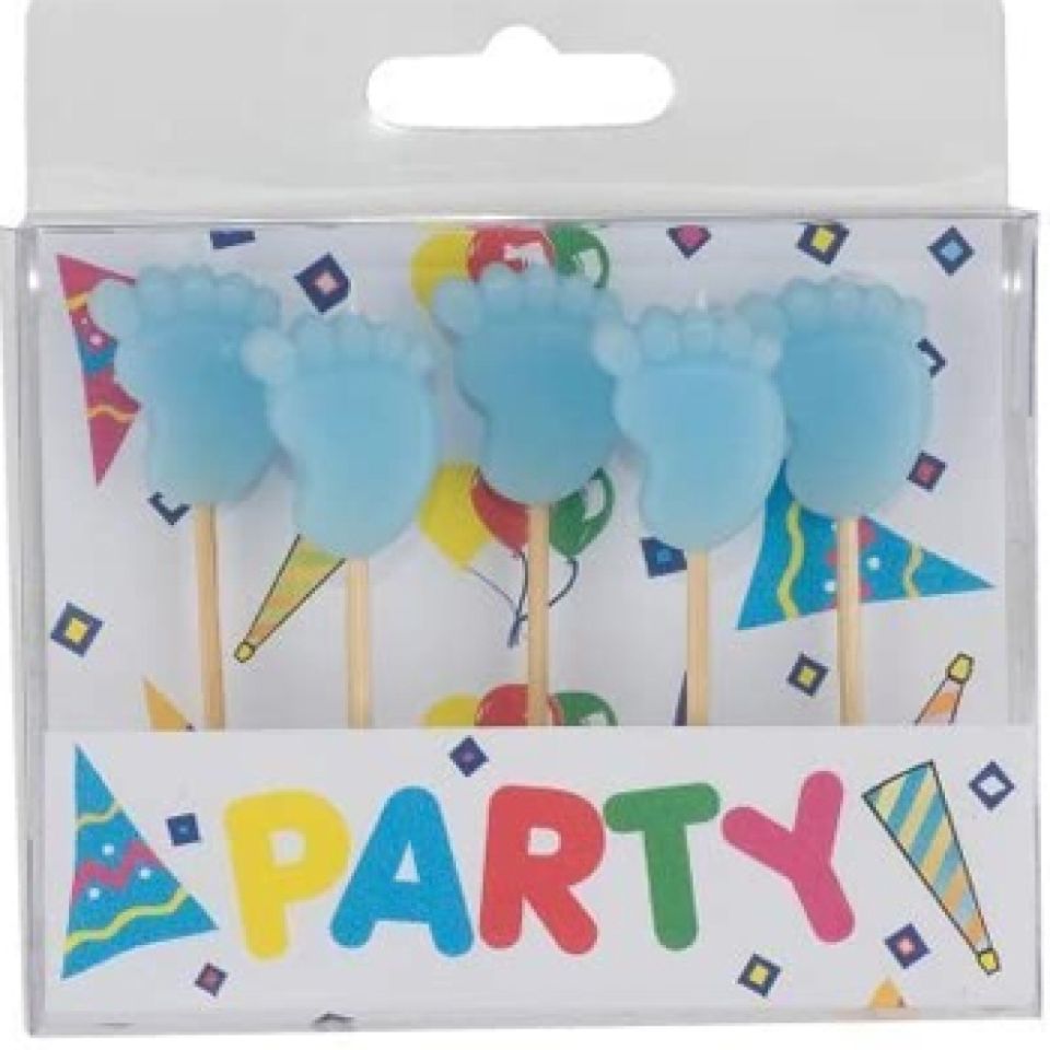 tortenkerze babyfuss blau