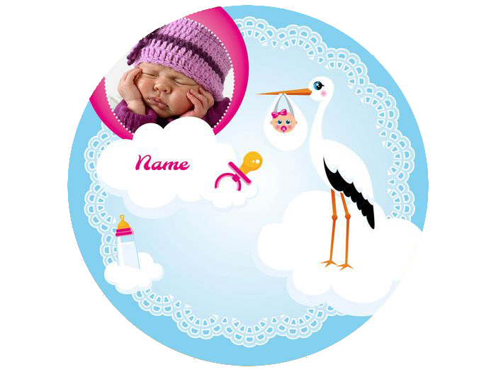 tortenaufleger baby maedchen rund 20cm