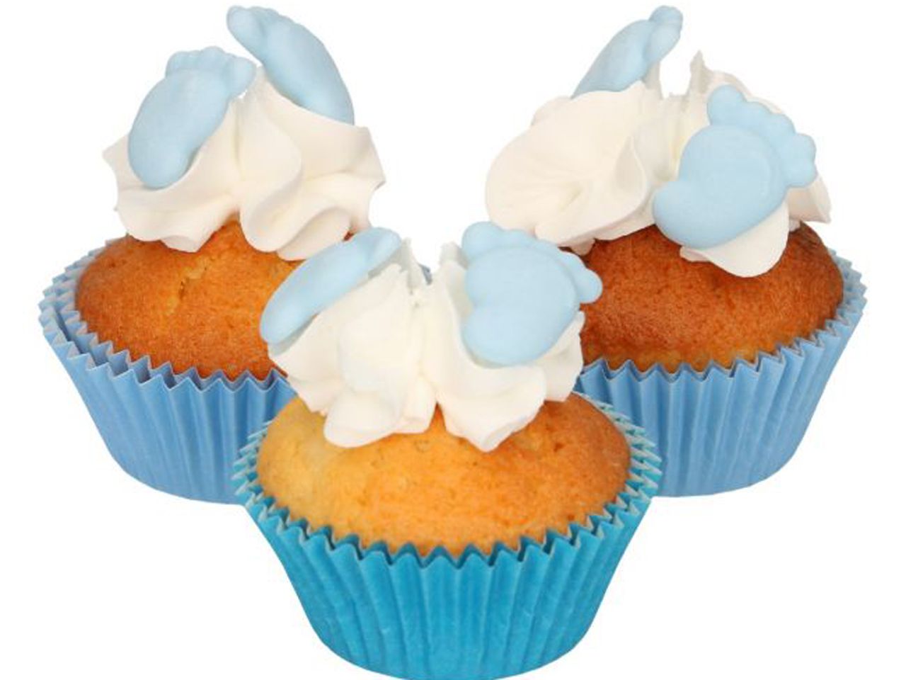 funcakes zuckerdekorationen baby fuesse blau 16er set
