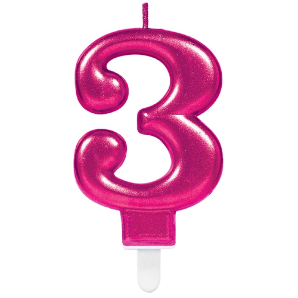 geburtstagskerze zahl 3 pink 8 cm