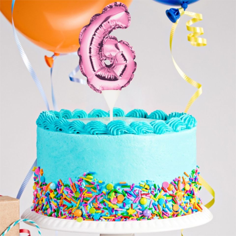 ballon topper zahl 6 pink 13 cm