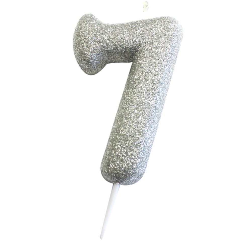 birthday candle number 7 silver 7 cm