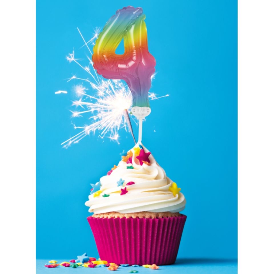 ballon topper zahl 4 regenbogen