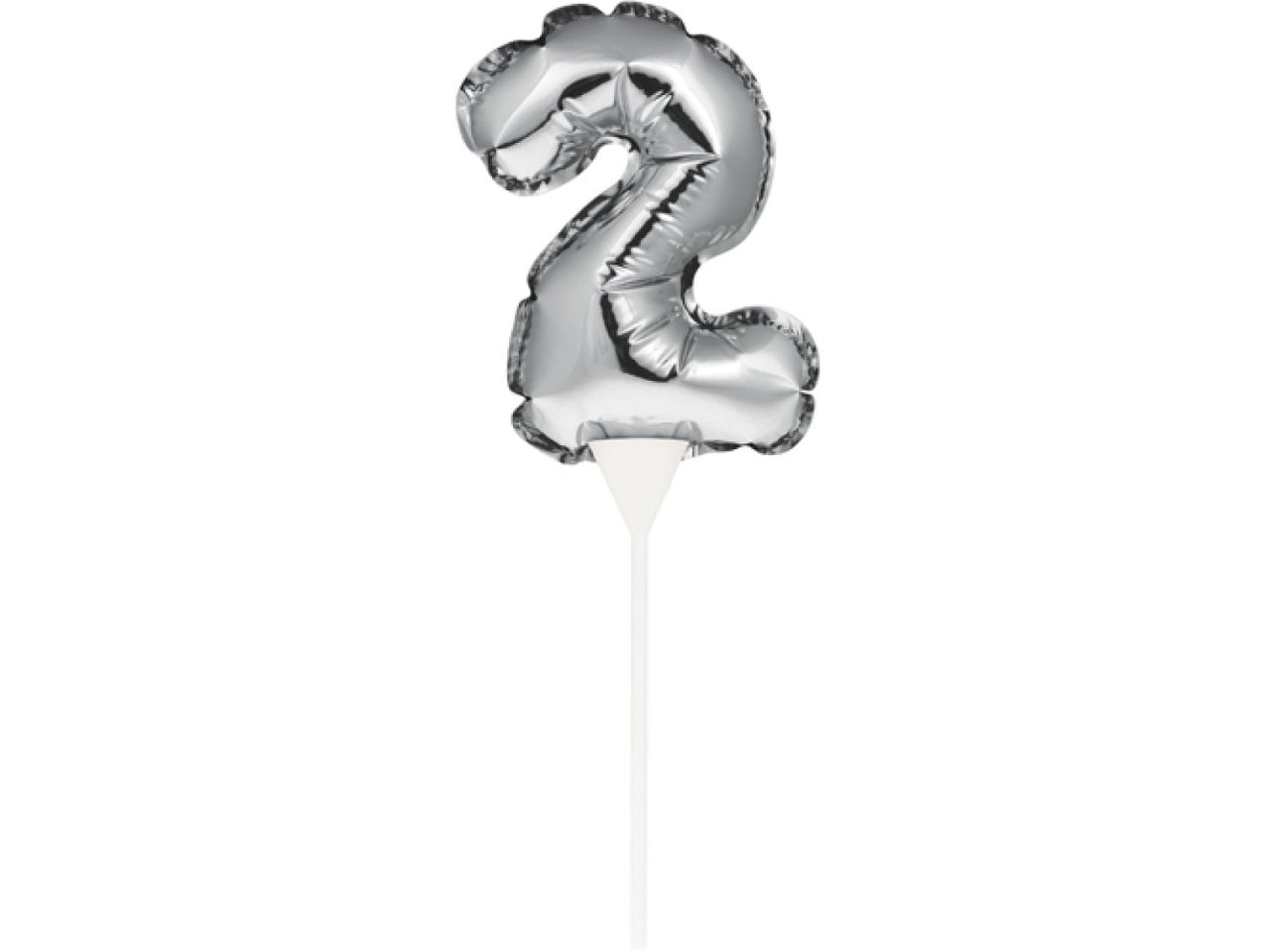 ballon topper zahl 2 silber 13 cm