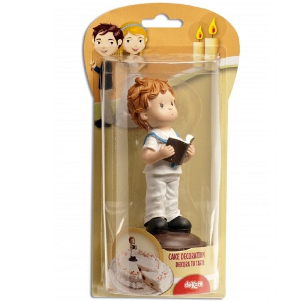 first communion boy with bible cake figure 12 cm