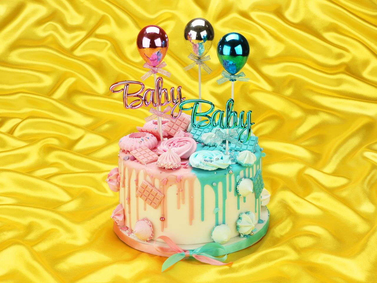 cake topper ballon blau 3d