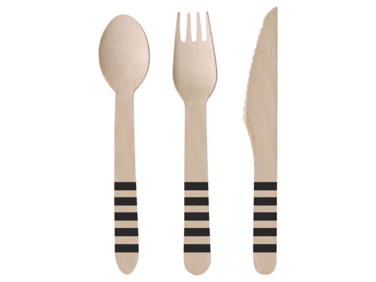 besteck set aus holz streifen 24 teilig