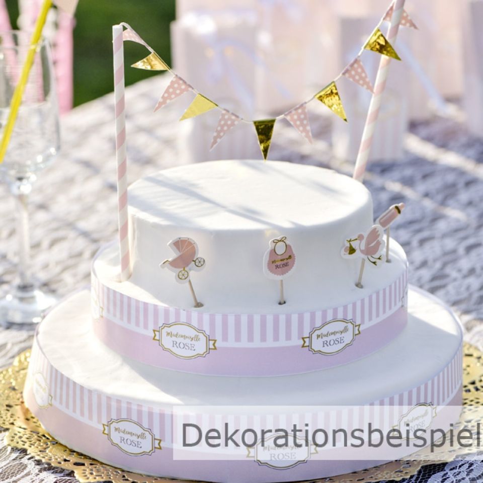 tortendekoration wimpel girlande toppers set hellgruen