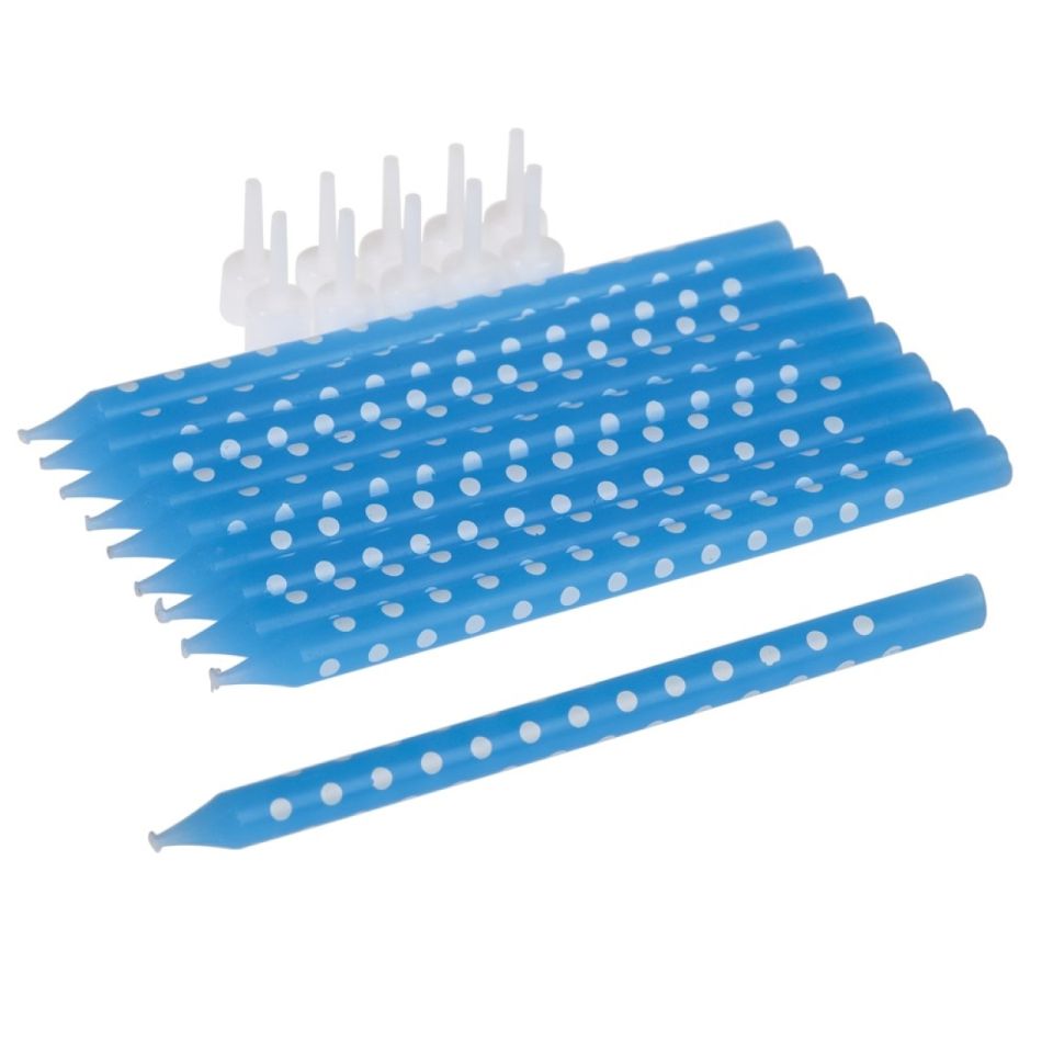 geburtstagskerzen 10 stk blau weisse punkte