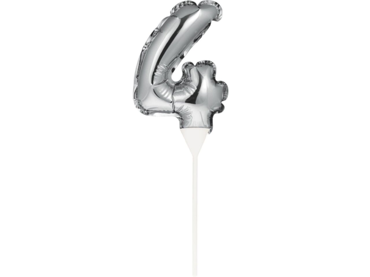 ballon topper zahl 4 silber 13 cm