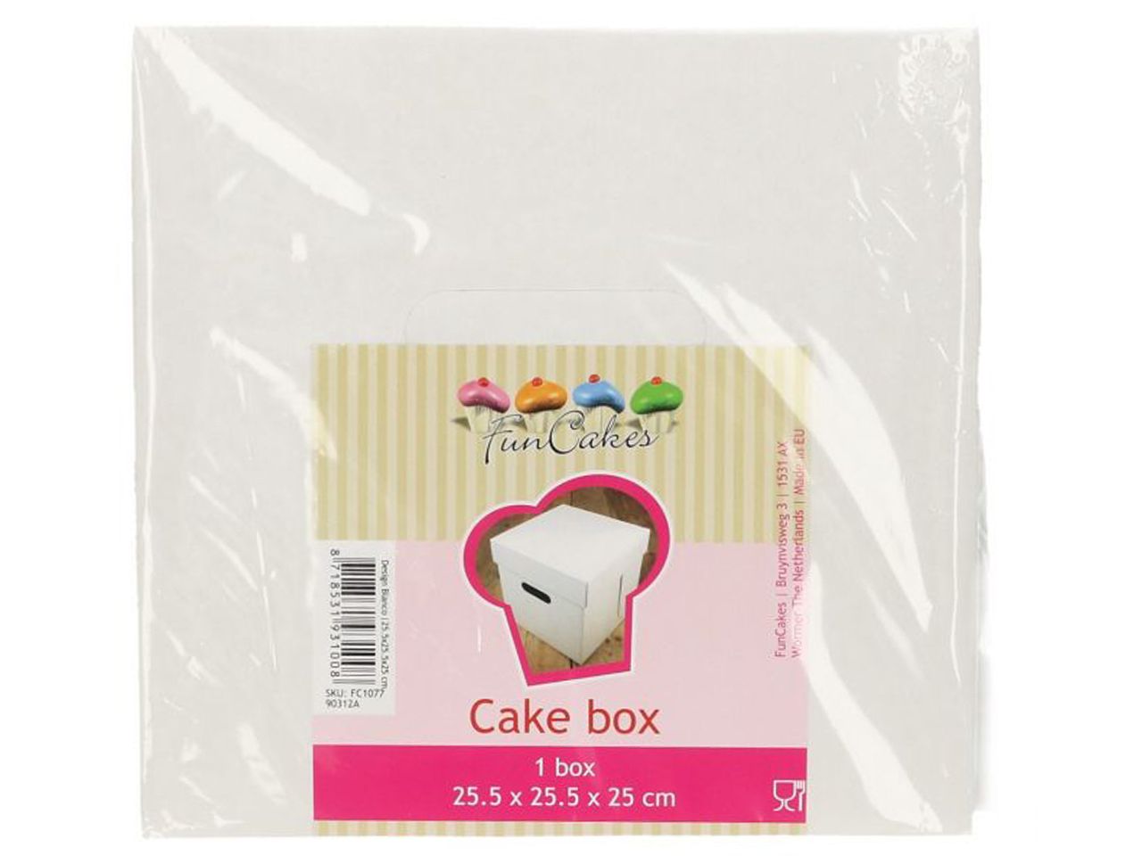 funcakes tortenschachtel weiss 25 5x25 5x25cm
