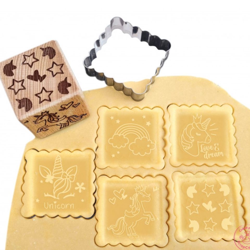 cookie stamp 6cm good luck unicorn wood
