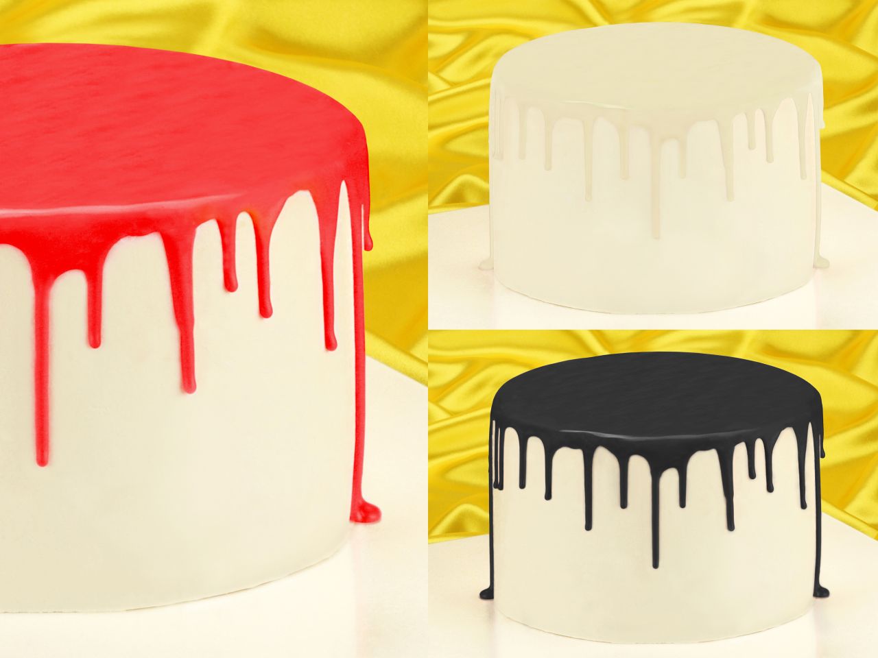 cake drip glaze rockabilly set of 3