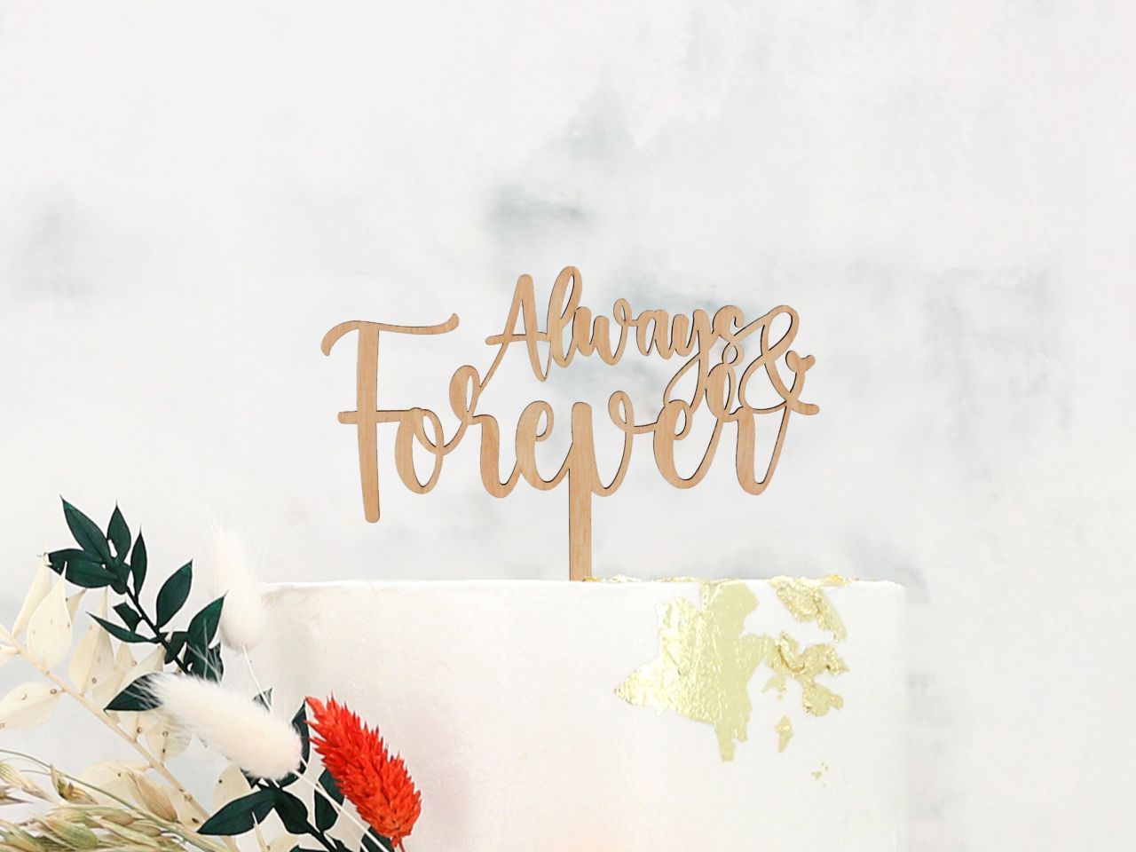 cake topper wood always forever