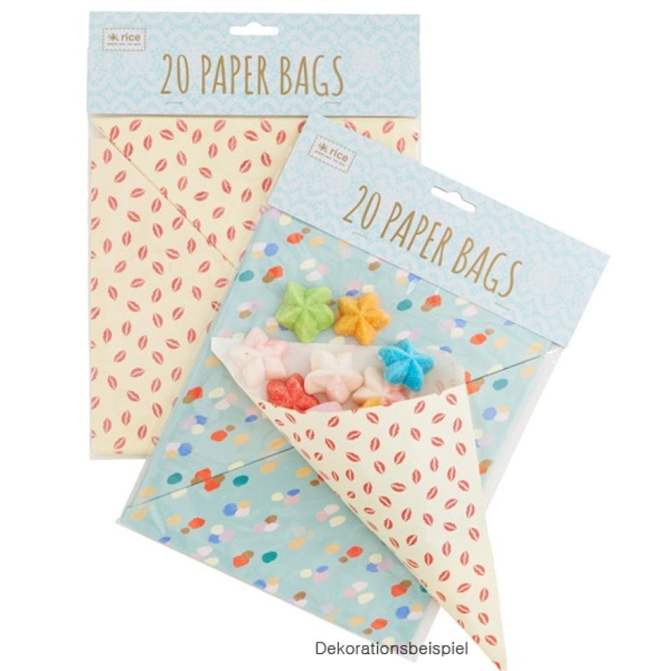 20 papier spitztueten hellblau