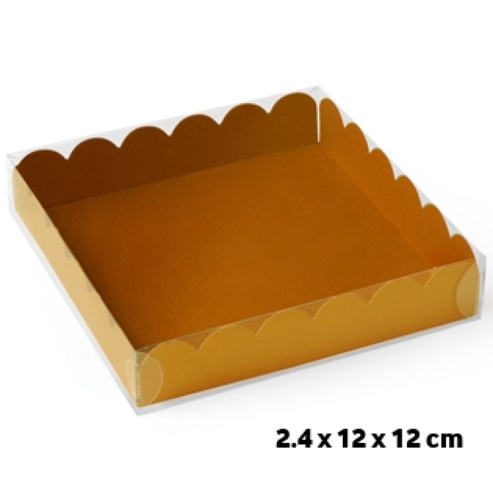 macaron box with lid for 4 macarons or biscuits gold