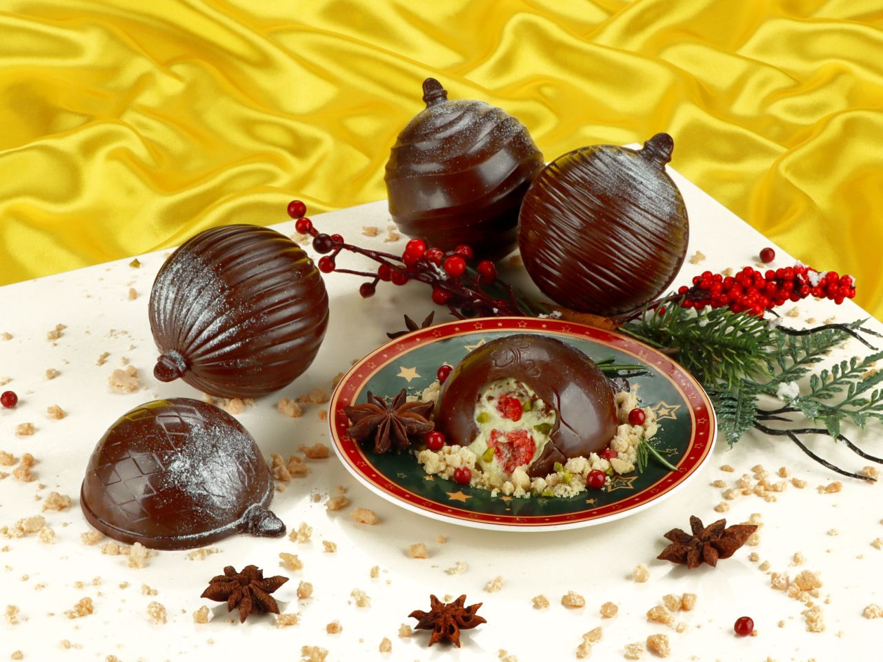 christbaumkugeln pistazie set
