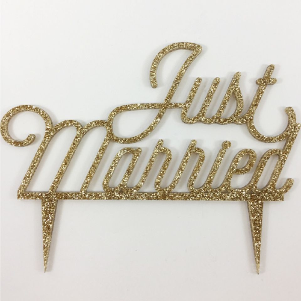 torten deko topper just married gold